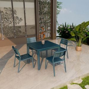 Conjunto de Muebles de Bar Bistro de Aluminio para Exteriores, Contemporáneo, de 4 Plazas, Resistente a la Intemperie, Apilable, Ligero, Mesa Comercial para Hotel - Product Image 5