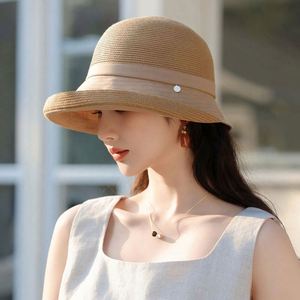 Patchwork Breathable Raffia Straw Boater Hat Rolled Edge <b>Sunscreen</b> Outdoor Casual Travel Vacation Sun Hat - Product Image 5