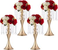 Support à fleurs en métal et cristal de style moderne et luxueux, 20 cm x 38 cm, pour mariages, fêtes, décorations de la maison, centres de table