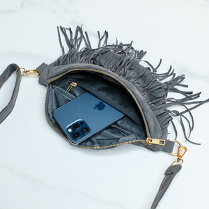 Wholesale Personalized Custom Logo Fringe Fanny Pack Women's Suede Chest Bag Fashion Waist Crossbody Bag - Product Image 3