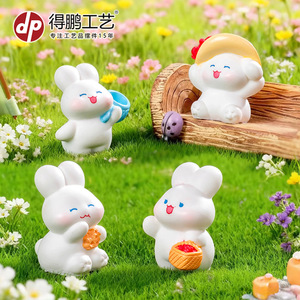 Dp Spring Flowers Bunny Décoration miniature en résine pour maison de poupée, ornement de bureau - Product Image 4