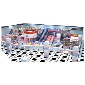 Aire de jeux intérieure douce sur le thème des macarons, avec piscine à balles, jouets électriques, jeux souples pour enfants, trampoline et toboggans - Product Image 3