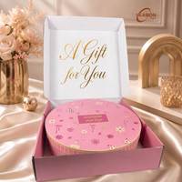 Boîte cadeau de Noël rose personnalisée Leabon avec logo, ruban et motif flocon de neige, boîte en papier de luxe pour les fêtes, vente en gros, OEM, usine
