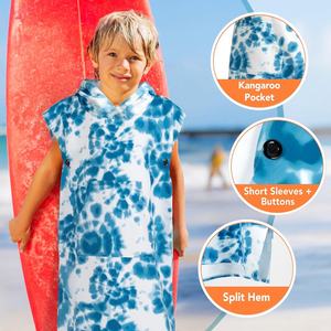 Serviette de plage à capuche <span class=keywords><strong>poncho</strong></span> en microfibre pour garçons et filles Séchage rapide et absorbant pour le bain <span class=keywords><strong>Surf</strong></span> et la natation - Product Image 2