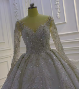 NDA10198 Nouvelle robe de mariée blanche de <span class=keywords><strong>grande</strong></span> <span class=keywords><strong>taille</strong></span>, à manches longues et ajustée, pour femmes - Product Image 4