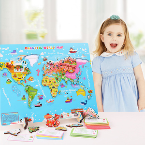 2024 meilleure vente début éducatif géographie Cognition jouets bois 3D Megnet <span class=keywords><strong>carte</strong></span> du monde <span class=keywords><strong>Puzzle</strong></span> pour enfants enfants cadeaux garçons filles - Product Image 2