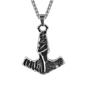 Pendentif Marteau de Thor en Acier Inoxydable, Collier Vintage Vieilli, Bijou Unisexe Tendance, Style Double Chaîne 60cm - Product Image 5