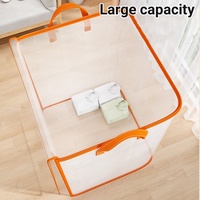Grand sac de rangement en PVC transparent, imperméable, pliable, 85L, lavable, anti-poussière, avec fermeture éclair, pour couettes, literie, vêtements, placard