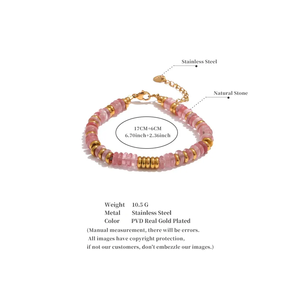 JINYOU 4037 Ethnic Style Colorful Natural Stone 18k Gold-plated <strong>Beaded</strong> <strong>Bracelet</strong> Handmade Stainless Steel <strong>Beaded</strong> <strong>Bracelet</strong> Women - Product Image 6