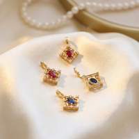 Pendentif en or 18 carats certifié avec rubis et saphir naturels, motif étoile-lune, pour perles et chaînes, en forme de losange entrelacé, bijoux fins pour femmes