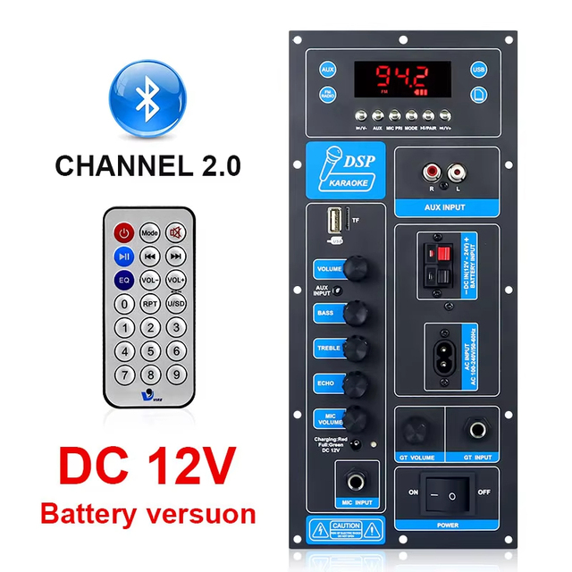 High Power DSP Amplifier Board 1*60W/2*30W Stereo Audio Amp Module 8-18 Inch Trolley Speakers Outdoor Use Receiver Amplifiers