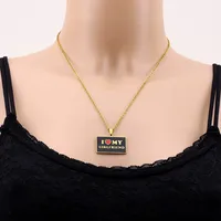 Je m'aime mon papa maman EMO petit ami petite amie lettre étanche en acier inoxydable mode bijoux colliers pendentifs en gros