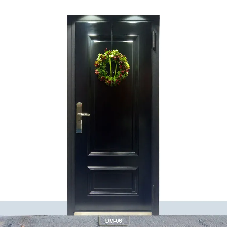 3D การออกแบบสีดำภาพวาดประตูหลักรุ่นเหล็กประตูทางเข้าเหล็กไม้ด้านหน้าประตูหุ้มเกราะ