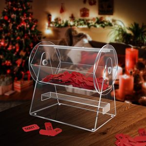 Tambor de rifa acrílico, bolas de rifa transparentes, Spinner, caja de dibujo, dispensador de billetes de rifa transparente, caja de lotería para juegos de Bingo - Product Image 3