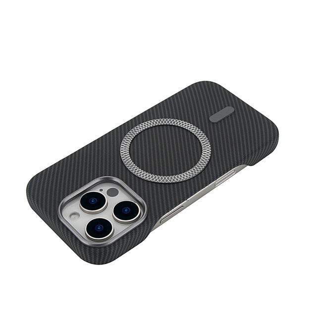 Luxury Carbon Fiber Back Cover with Magnetic Detachable Card Holder Phone Case for iPhone 17 16 15 14 13 Pro Max