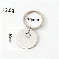 Ywyougang Porte-clés rond en acier inoxydable, pendentif étoile creuse, personnalisable par gravure, accessoire pour clé de voiture