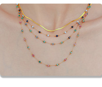 Collier en perles de lapis-lazuli naturel en stock, pour femmes, plaqué or 18 carats, bijoux en acier inoxydable
