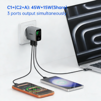 TOMMOX Chargeur rapide GaN 65W, accessoires, chargeur ultra puissant de type C AI pour iPhone, Samsung, Xiaomi, téléphone Android