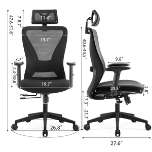 Chaise de bureau ergonomique en maille réglable en hauteur avec support lombaire 2D, chaises de bureau exécutives en maille, mobilier de bureau en gros - Product Image 6