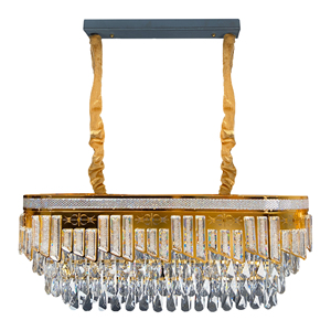 Luxe Moderne Rectangle Cristal Or LED Lustre Plafond Montage Lustre Lampes Suspendues Suspension Luminaire Lampen Pour <span class=keywords><strong>Foyer</strong></span> - Product Image 2