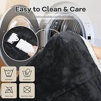 Couverture chauffante électrique portable avec manches, plaid chauffant en sherpa moelleux avec poche avant, 3 modes de chauffe et arrêt automatique de sécurité