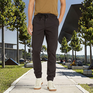 Most Popular <b>Slim</b> Fit Men's Canvas <b>Joggers</b> Flat Mid Zipper Fly Casual Pants Breathable Eco-Friendly OEM Service High Quality - Product Image 2