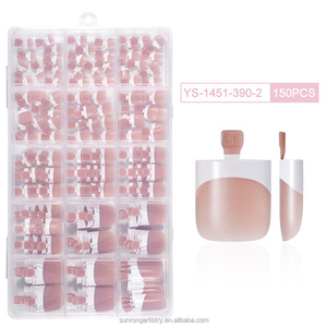 150 <span class=keywords><strong>faux</strong></span> ongles français sans couture, courts, carrés, couleur nude, pointes d'ongles, ongles à presser, ongles artificiels pour les orteils - Product Image 2