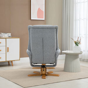 Sillón Reclinable Moderno con Respaldo Cómodo, Tapizado en Lino, con Otomana - Product Image 4