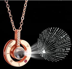 Máy Ảnh Ẩn 100 Ngôn Ngữ Vòng Trái Tim Rose <span class=keywords><strong>Gold</strong></span> Tấm Hợp Thời Trang Châu Phi Quyến Rũ Chuỗi Pha Lê Mặt Dây Chuyền Tôi Tình Yêu U Đồ Trang Sức Dây Chuyền - Product Image 2