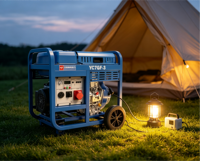 Yuchai 7kW Einphasiger/Dreiphasiger Tragbarer Dieselgenerator mit Elektrostart, Offener Rahmen, 230V 200A YC7GF-3, Geräuscharmer Typ, 1800 U/min, ATS