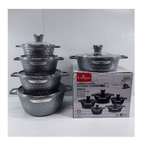 Collection de batterie de cuisine polyvalente 10 pièces motif brique, casseroles 20-32 cm, cocotte peu profonde 28 cm, base artistique, <span class=keywords><strong>kit</strong></span> en gros - Product Image 3