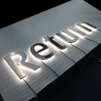 Letrero LED YIJIAO Personalizado con Letras de Canal Metálicas Retroiluminadas, Acero Inoxidable Cepillado, Letrero con Halo Luminoso para Tienda