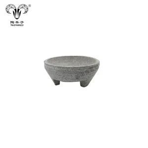 Wholesale stock tripod stone bowl cut by natural stone polished Japanese Korean restaurant