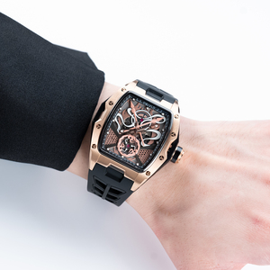 Reloj Deportivo de Lujo para Hombre <span class=keywords><strong>OBLVLO</strong></span>, Diseño Esqueleto, Movimiento Automático, Correa de Caucho, Resistente al Agua, Características Mecánicas - ZM - Product Image 4