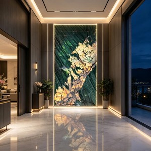 Translucent Quartzite Stone Slab Backlit Wall Panel Luxury TV <strong>Background</strong> Villa Interior Decoration Custom Size - Product Image 5