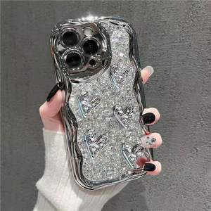 <span class=keywords><strong>Coque</strong></span> de téléphone portable INS Drip Glue Wrinkled Love Girl pour femmes, compatible <span class=keywords><strong>iPhone</strong></span> 16 15 17 Pro Max 14 <span class=keywords><strong>13</strong></span>, <span class=keywords><strong>avec</strong></span> chaîne et protection arrière - Product Image 2