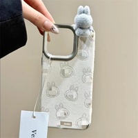 Coque antichoc étanche en silicone 3D motif dessin animé Labubu pour iPhone 11-17 Plus avec protection intégrale et lanière anti-chute