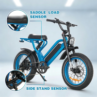 Vélo électrique urbain SUNREMO avec phare et feu arrière LED, prêt pour la conduite nocturne, 1000W 48V 20Ah, pneus larges 20*4.0, 7 vitesses, frein à disque hydraulique