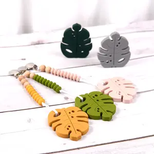 Christmas Leaf Silicone Teething Toy Para Crianças, BPA Free Leaf Shaped Baby Teether Silicone