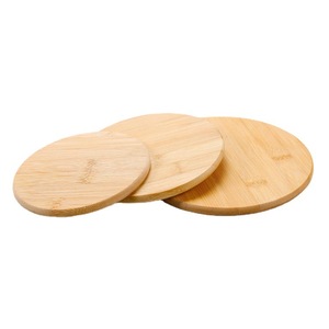 Bamboo Coaster <b>Set</b> <b>Square</b> And Round Natural Wood Heat Insulating Placemat For Kitchen Table Use - Product Image 5