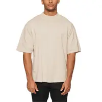 Men's Oversized Boxy Fit Blank Mock Neck Tee Shirts