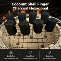 Charbon de coco hexagonal noir à faible teneur en cendres pour chicha, à combustion longue durée, directement de l'usine