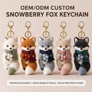 Porte-clés en peluche personnalisé <span class=keywords><strong>Renard</strong></span> des neiges, jouet doux saisonnier, service de personnalisation, emballage vierge, OEM ODM, cadeaux promotionnels de Noël - Product Image 2