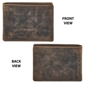 Hot-selling Crazy Horse Real Genuine Leather Wallet Plain Men Purse Custom Leather Purse For Men