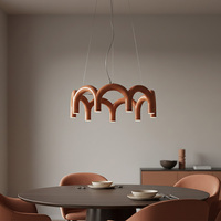 Lustre rond LED artistique moderne Seeky, luminaire suspendu en métal orange pour salle à manger, salon