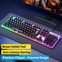 Nouveau clavier de jeu USB filaire LED coloré avec 104 touches et structure métallique pour le confort et le style