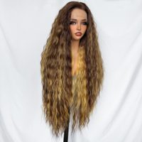 Wig sintetis KEMY HAIR New Blend 36 inci, HD Lace Front, rambut keriting dalam, tahan panas, serat sintetis mewah untuk wanita kulit hitam.