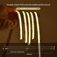 Bande LED COB double blanc CCT réglable de 2700K à 6500K, IRC 90, température de couleur ajustable, DC12V/24V, 22W/m, pour projets
