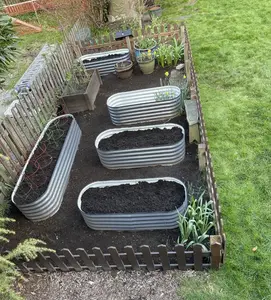 Cama de jardín elevada Caja de maceta de metal grande de acero alto para exteriores