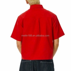 Camisas Casuales de Moda Urbana Personalizadas, Camisas Ligeras de Manga Corta Rojas 100% Poliéster con Botones - Product Image 3